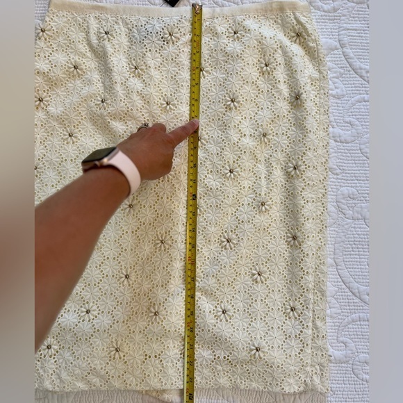 Talbots Cream Gold Lace Skirt With Flowers Size 10‎ NWT - Picture 7 of 12